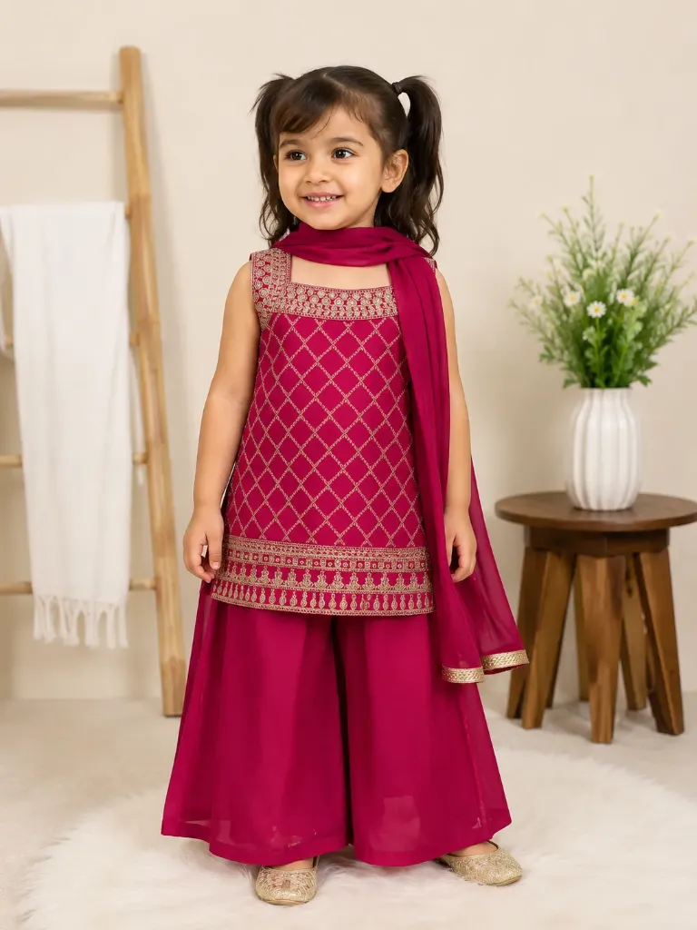Maroon Sharara Set